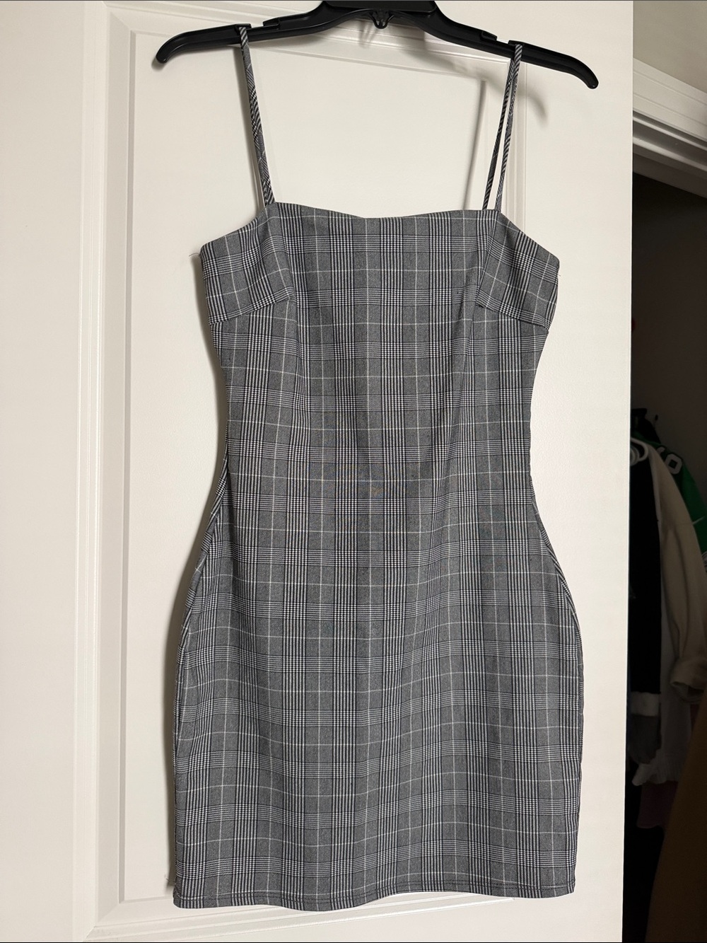 Windsor Gray Plaid Mini Dress with Thin Straps